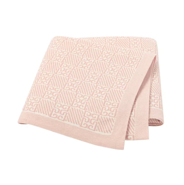 100 % Cotton Luxury Stockinette Baby Blanket – Black Geo Trellis