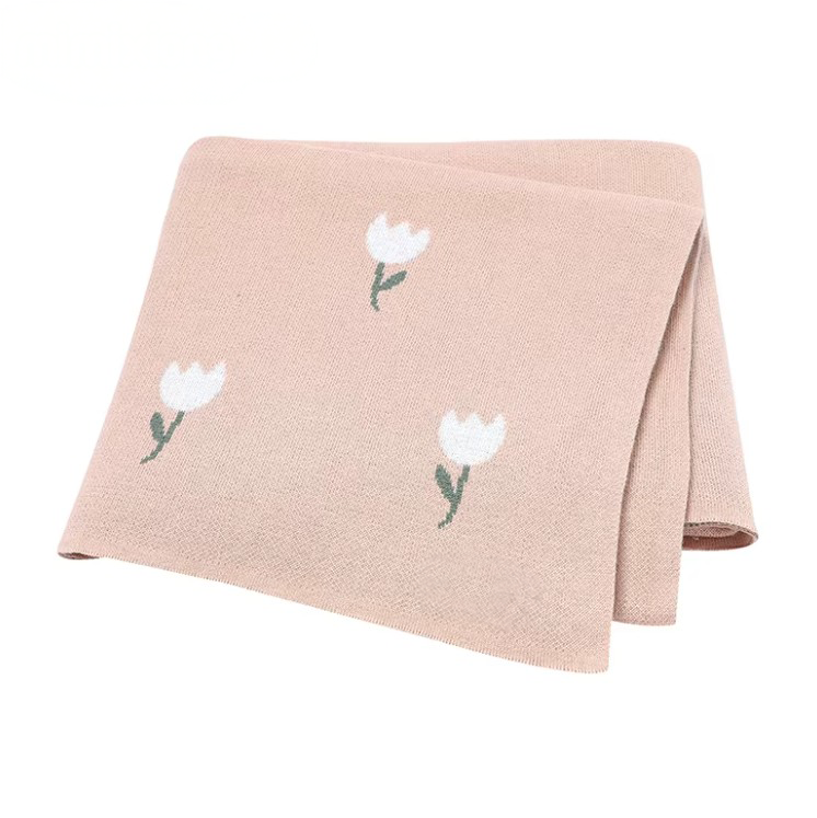 100 % Cotton Luxury Stockinette Baby Blanket – Blue Tulip Garden