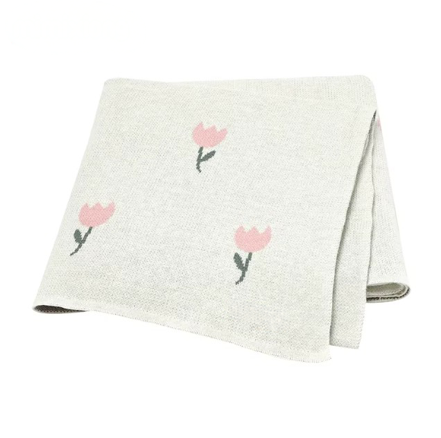 100 % Cotton Luxury Stockinette Baby Blanket – Blue Tulip Garden