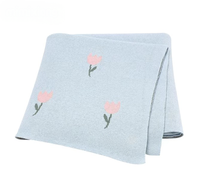 100 % Cotton Luxury Stockinette Baby Blanket – Blue Tulip Garden