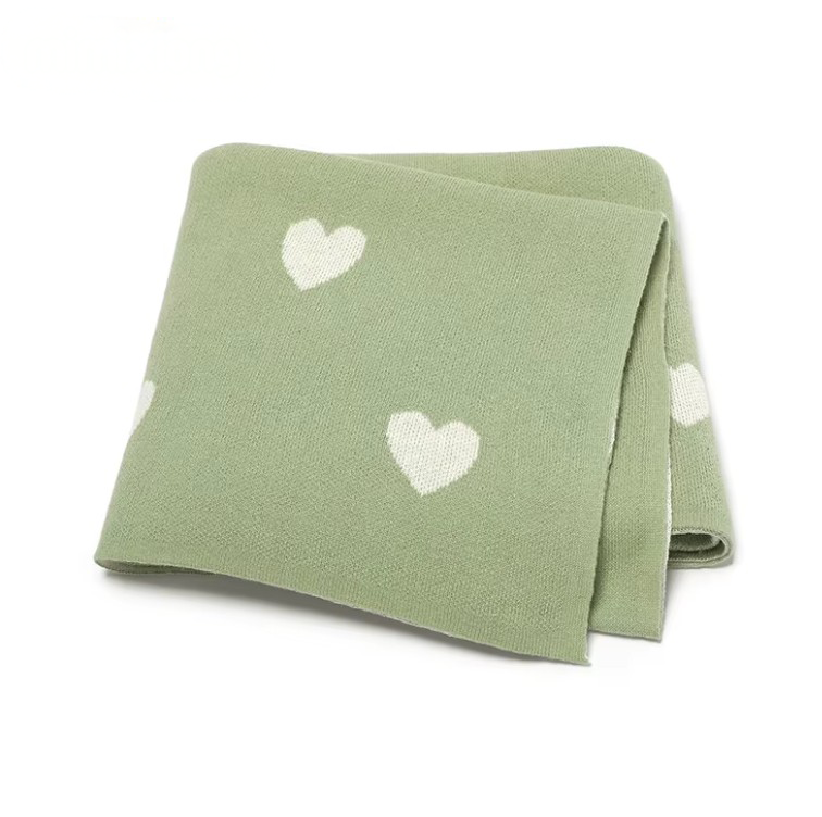 100 % Cotton Luxury Stockinette Baby Blanket – Beige Tender Hearts