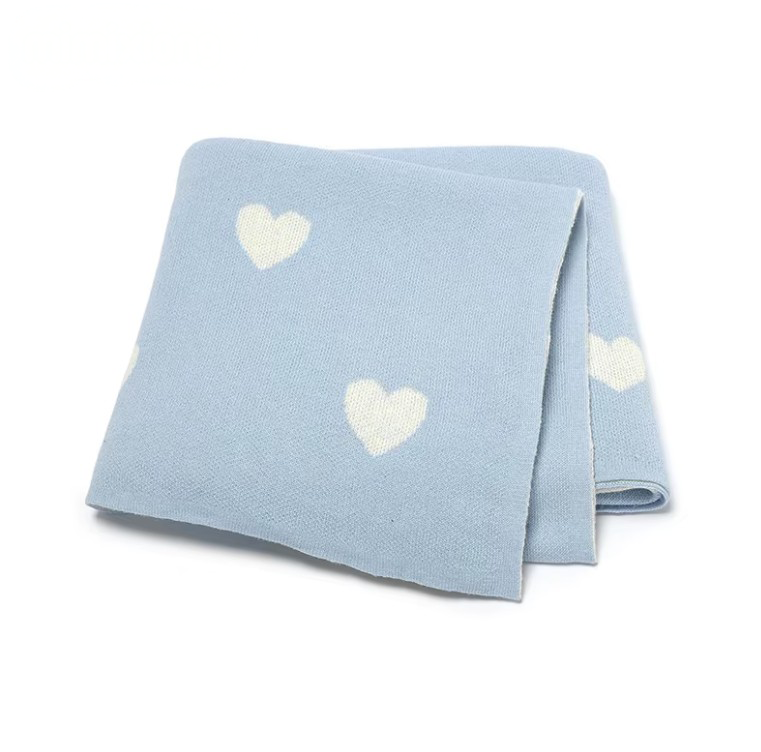100 % Cotton Luxury Stockinette Baby Blanket – Beige Tender Hearts