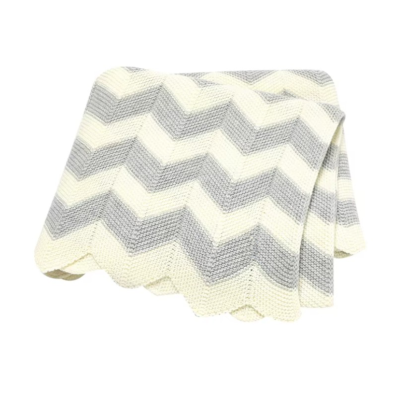 100 % Cotton Luxury Knitted Baby Blanket – Green Ripple