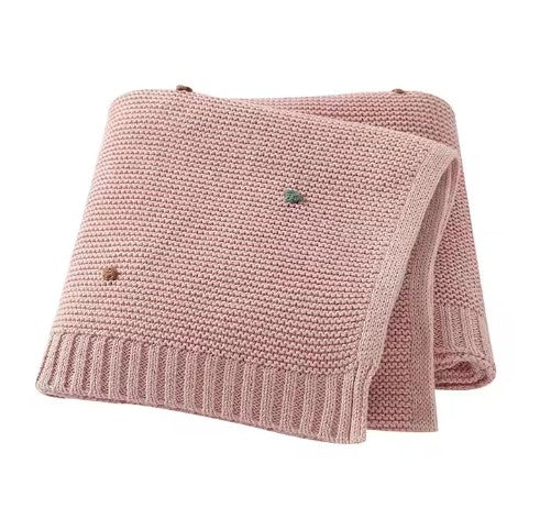 100 % Cotton Luxury Knitted Baby Blanket – Confetti Dot Pink