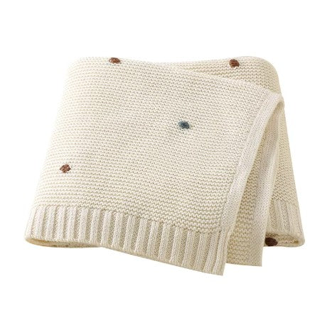 100 % Cotton Luxury Knitted Baby Blanket – Confetti Dot Pink