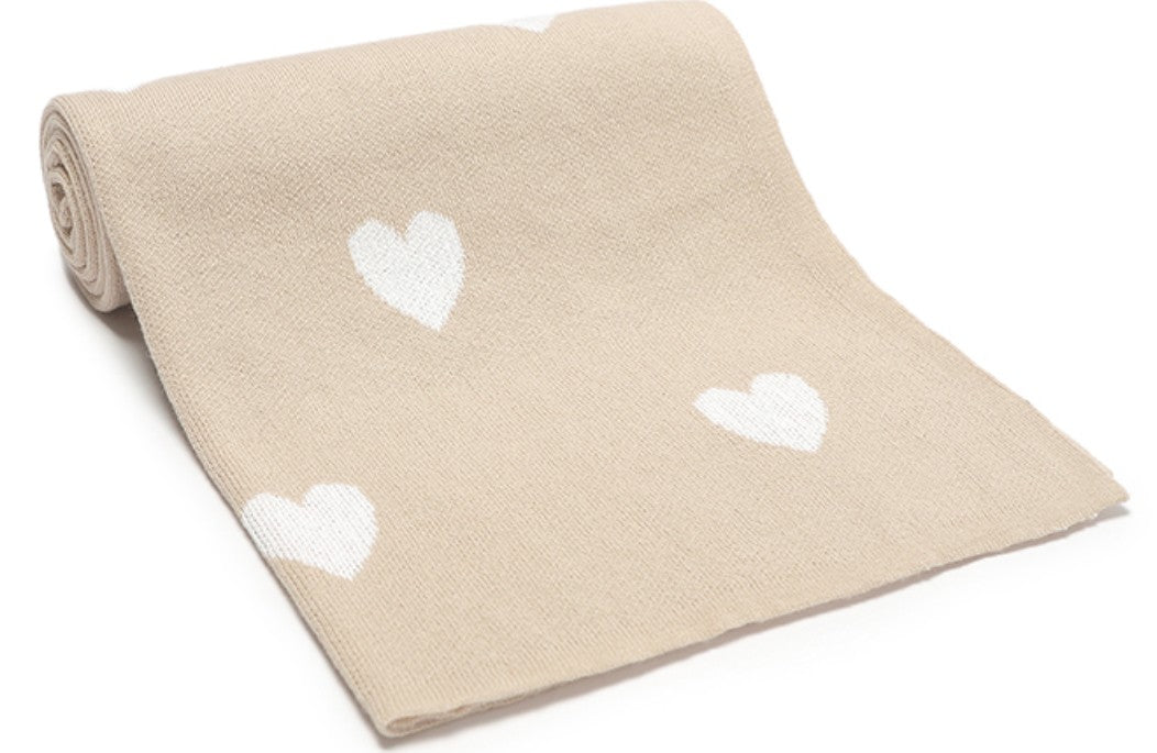 100 % Cotton Luxury Stockinette Baby Blanket – Green Tender Hearts