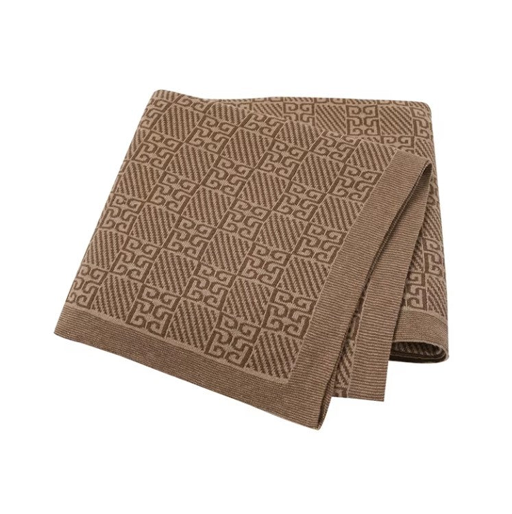 100 % Cotton Luxury Stockinette Baby Blanket – Black Geo Trellis