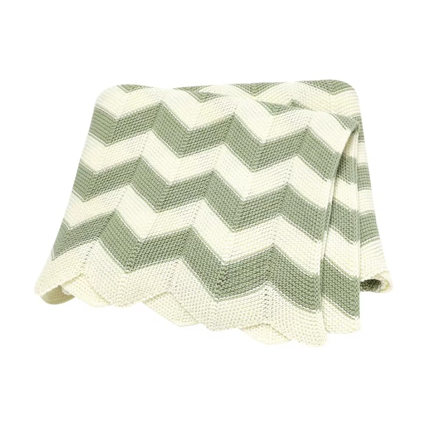 100 % Cotton Luxury Knitted Baby Blanket – Grey Ripple