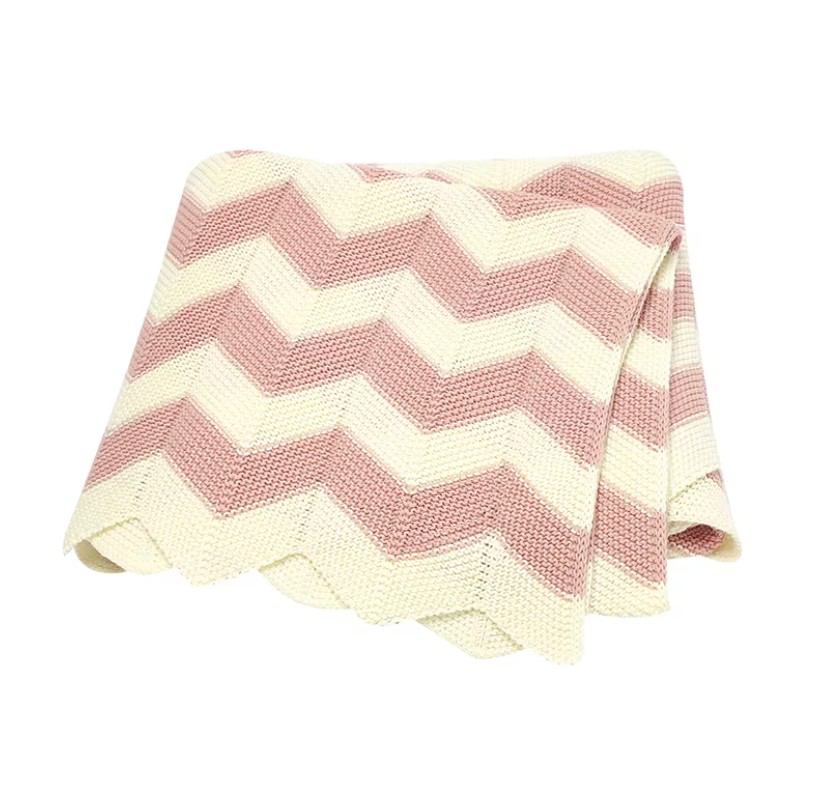 100 % Cotton Luxury Knitted Baby Blanket – Grey Ripple