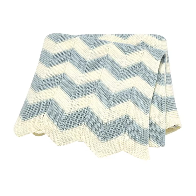 100 % Cotton Luxury Knitted Baby Blanket – Grey Ripple